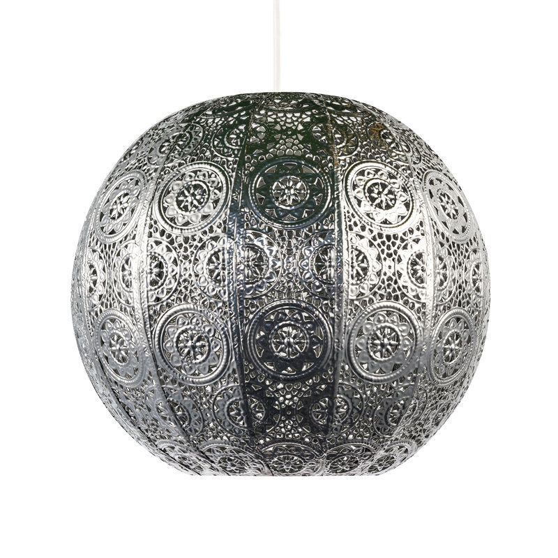 Spherical Vintage Moroccan Pendant Lamp Shade By, Silver