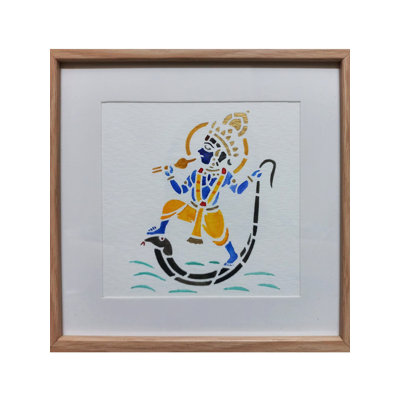 Krishna vole Kaliya le serpent | Aquarelle sur papier | Par Kiran Java
