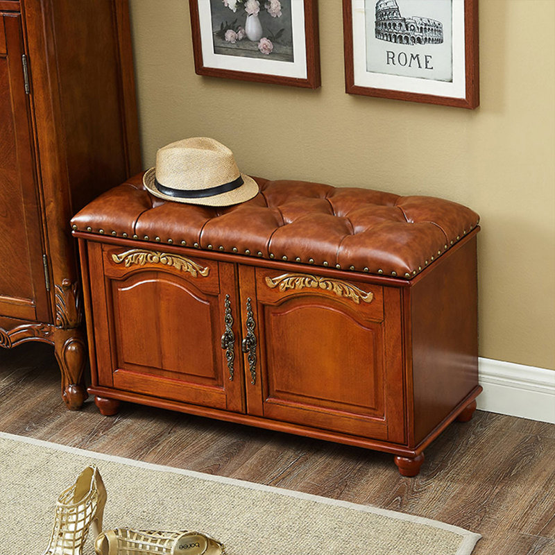 Brown Upholstered Bench