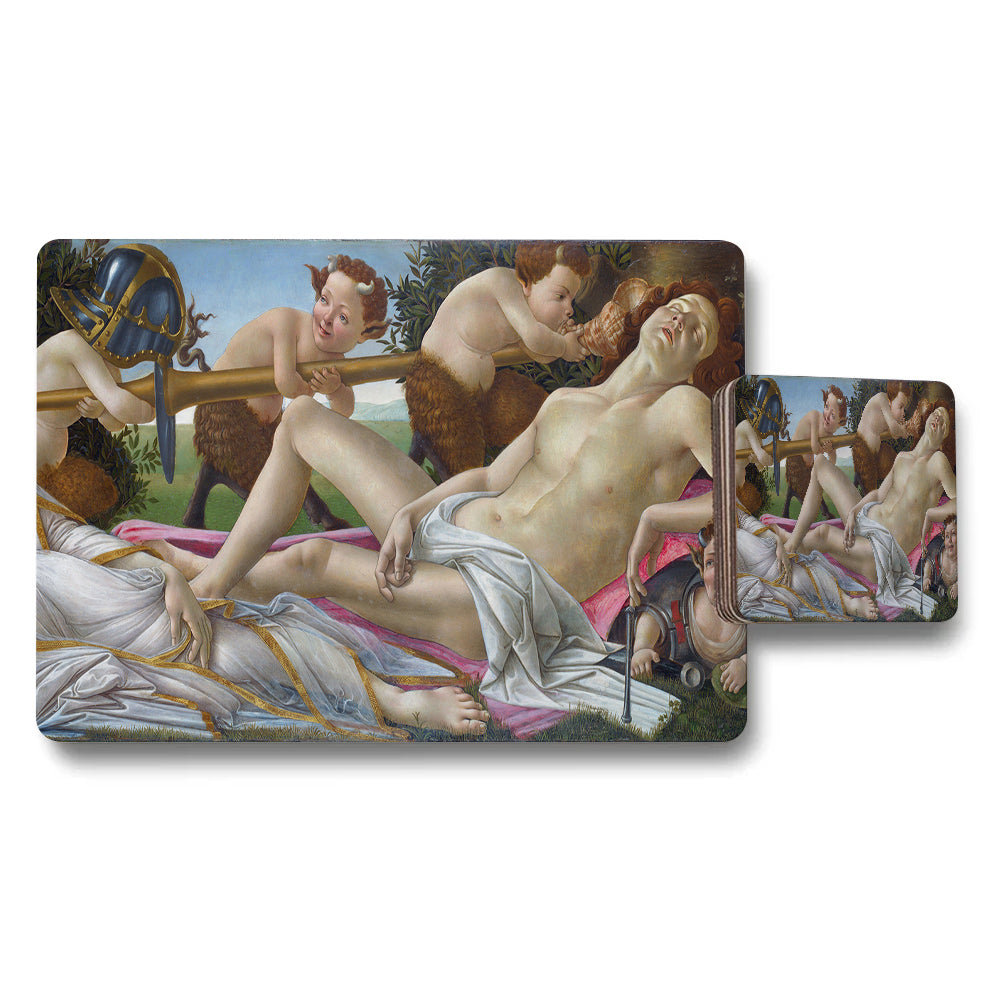 Renaissance Art Placemat and Coaster Set Featuring Classical Nudes