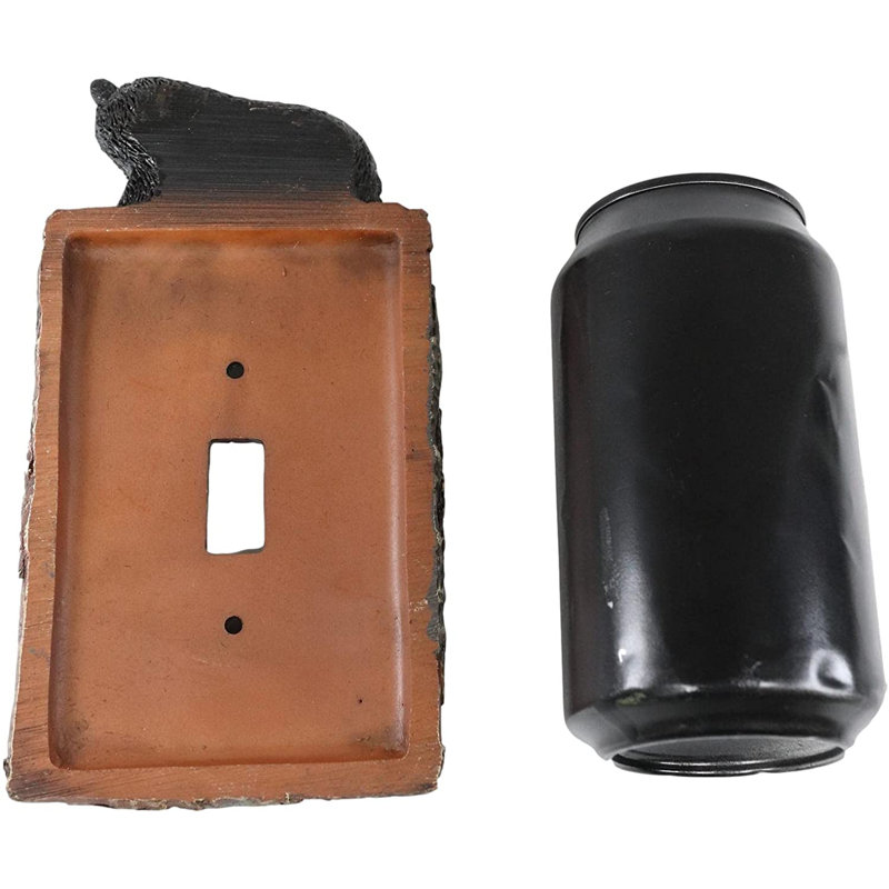 Ebros  Set Of 2 Novelty Woodland Rustic Forest Black Bear By Rustic Tree Bark Electrical Wall Li