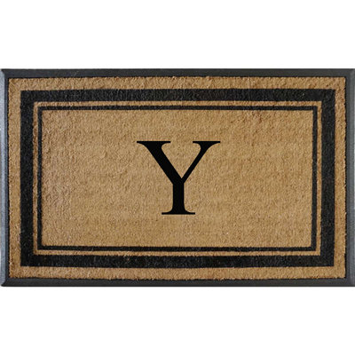 Tapis de porte en fibre de coco monogrammé l 30 po x L 48 po Butters