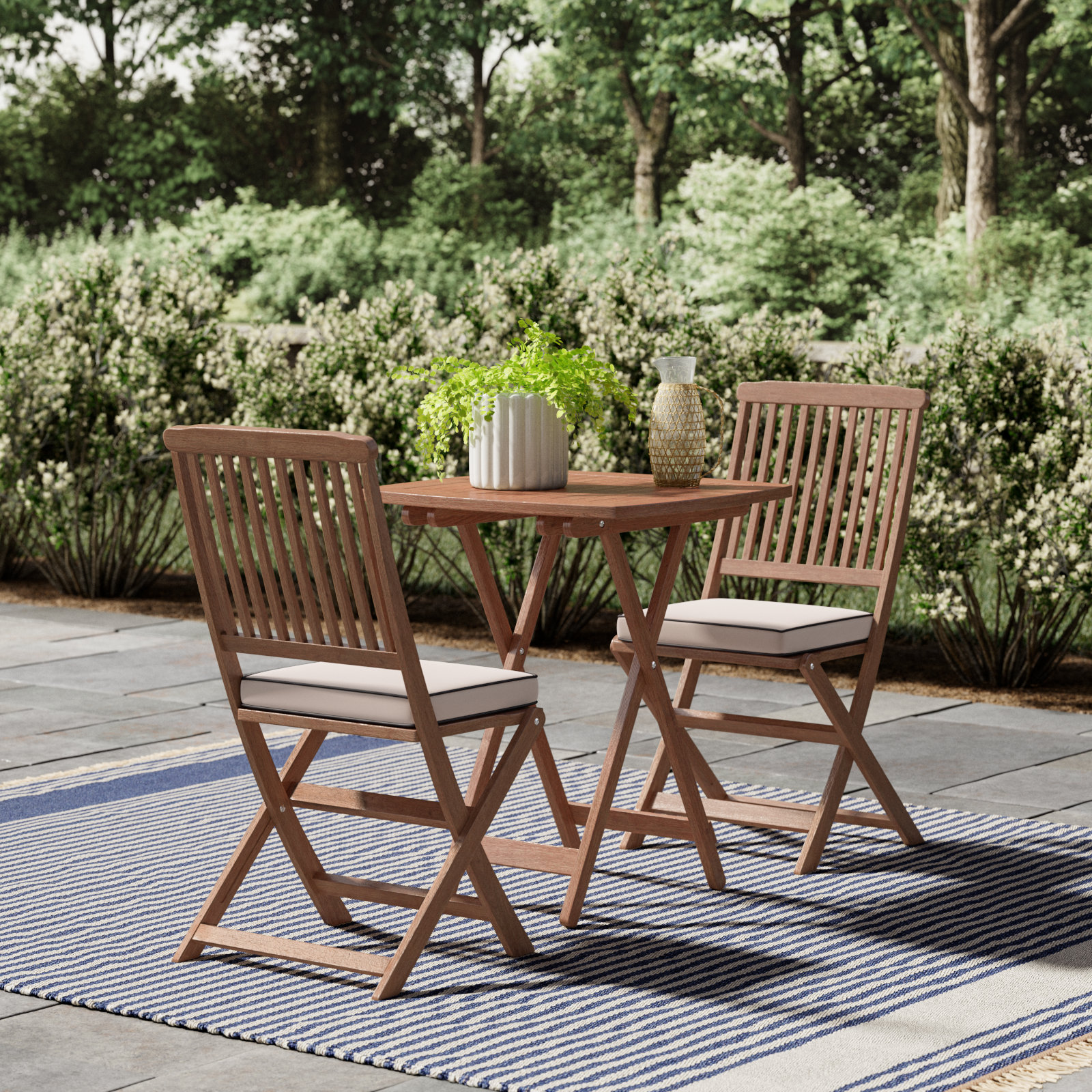 Fleur 24" Eucalyptus Patio Bistro Set, Beige