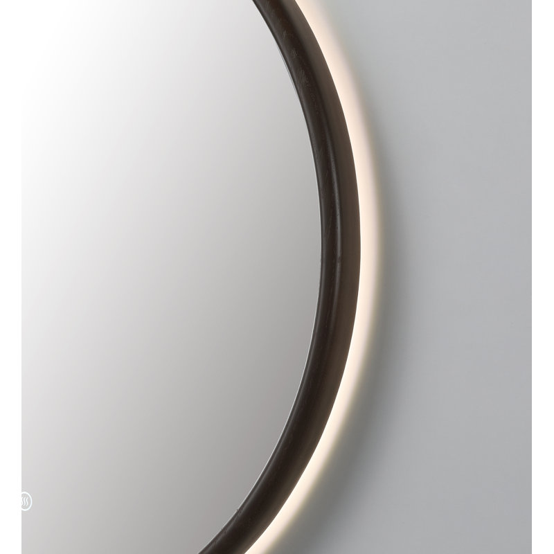 Miroir anti-buée en chêne naturel Veener, 29,52 po x 29,52 po, Rond, Châtaigne