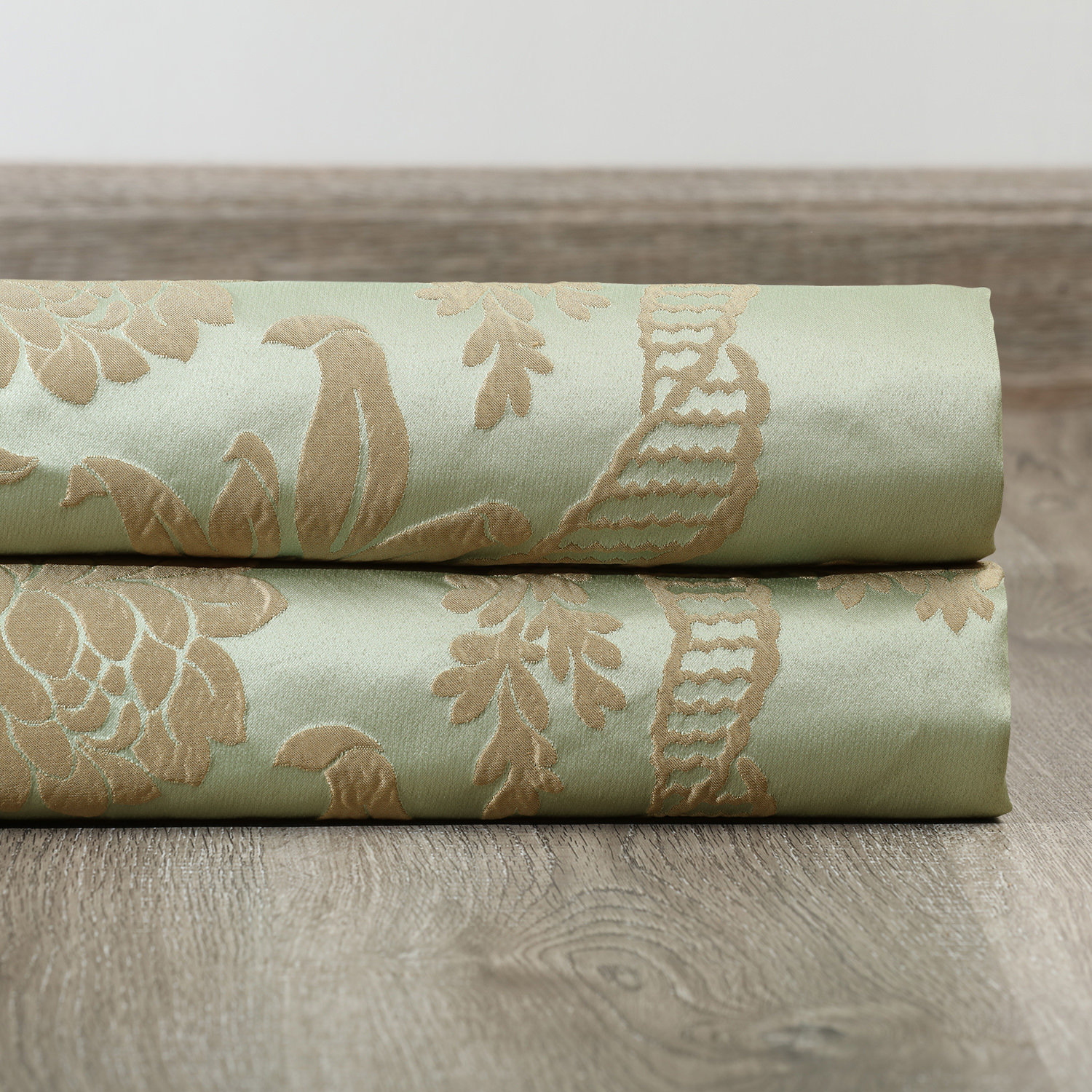 Ballsallagh Floral Faux Silk Curtain Panel, 50" W x 84" L, Magdelena Jade/Gold