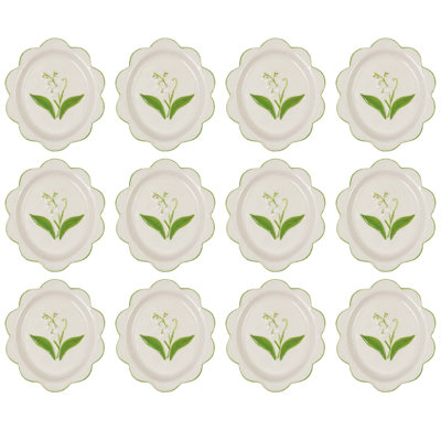 Hand-Painted Scalloped Stoneware Plate