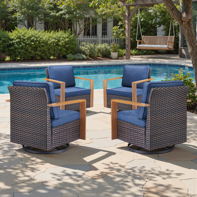 Allcot Outdoor Swivel Patio Chair With Cushions (Set Of 4)