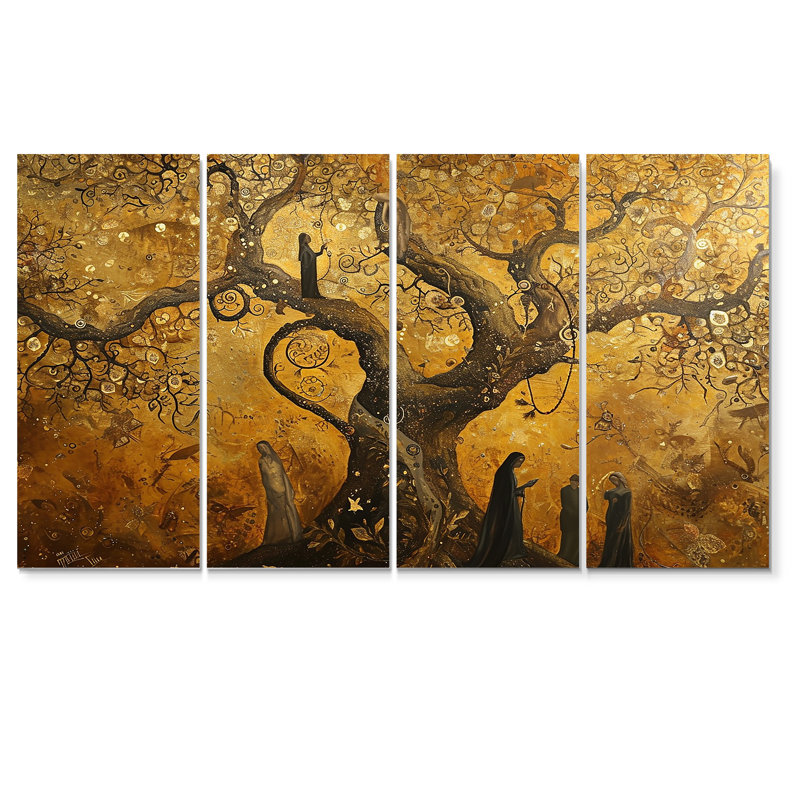 Teachings By The Ancient Tree Vintage - Art mural arbre pour le salon, 4 pièces, H 28 po x l 48 po
