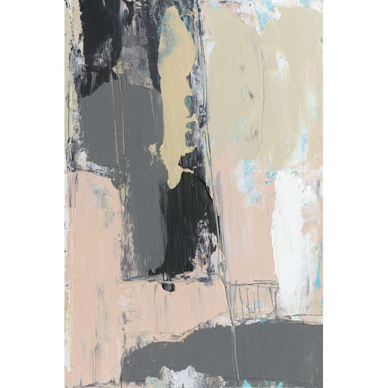 Pink-a-Boo III by Jennifer Goldberger - Painting on Canvas, 46 cm H x 30 cm W, Black Floater Framed