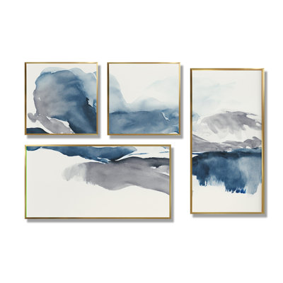 À travers les nuages bleus saphir I - art mural bleu sur toile 4 pièces