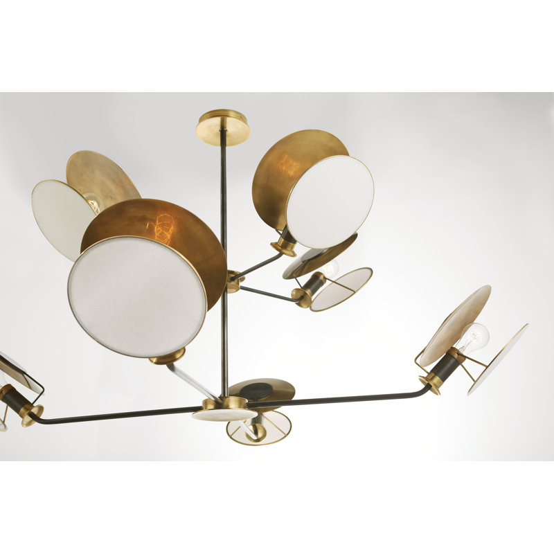 Thomas O'Brien Osiris Large Reflector Chandelier, Bronze/Hand-Rubbed Antique Brass, 21.5" H x 54" W x 54" D