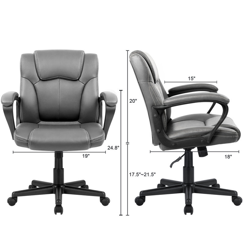 Highlandville Home office Mid Back Executive Swivel Computer Task Desk Chair, Gray