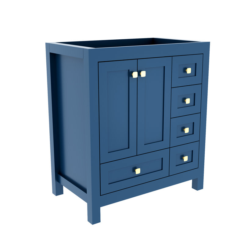 30" Blue Solid Wood Single Bathroom Vanity Base