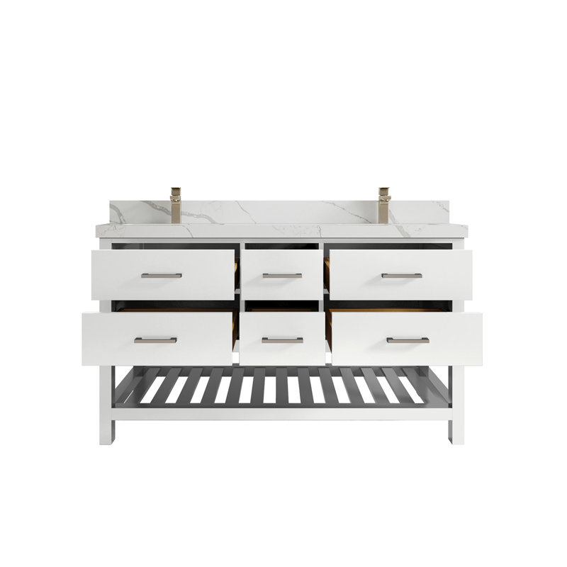 Ensemble de meuble-lavabo double 60 po Parker, Calacatta Laza