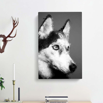 Husky Dog in Abstract - Wrapped Canvas