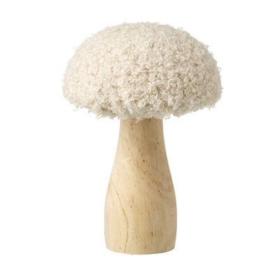 White Wool Topped Wooden Mushroom