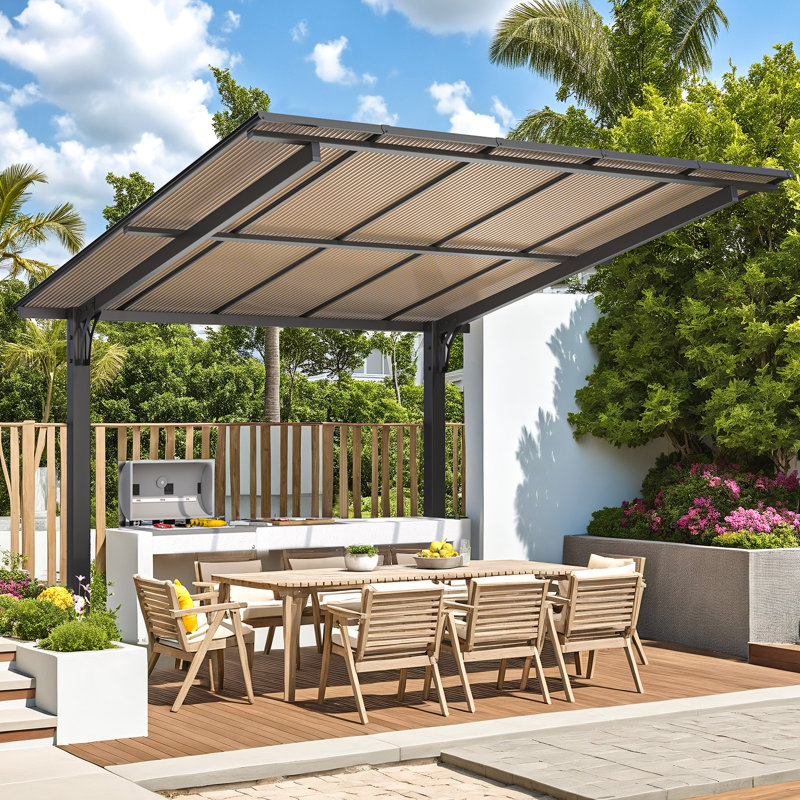 Pergola autoportante pour terrasse, H 97,20 po x l 117,60 po x P 120 po
