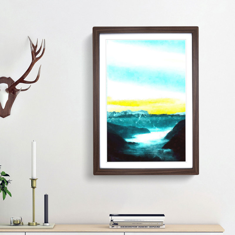 Fog Beneath The Mountain - Single Picture Frame Painting on MDF, Walnut Framed, 87cm H x 62cm W x 2cm D