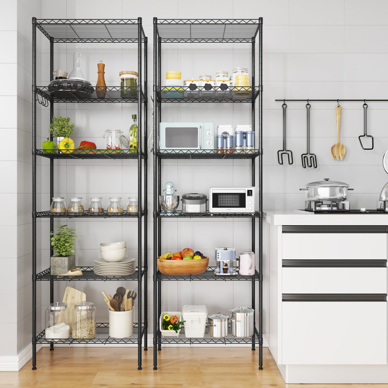 Lothario 63" H x 21.26" W x 11.42" D Shelving Rack, Black