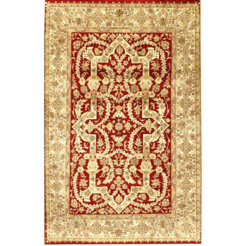 Luned Wool Oriental Area Rug in Red