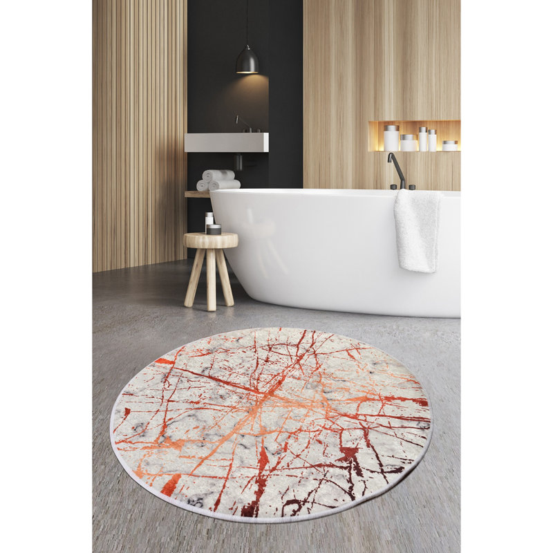 Tapis de bain antibactérien 100% polyester d'un diamètre de 55,1 pouces | Dessous antidérapant, hauteur des poils: 0,4 pouce, 700 grammes par mètre carré | Lavable à la machine, durable et élégant pour la sécurité et le confort de la salle de bain