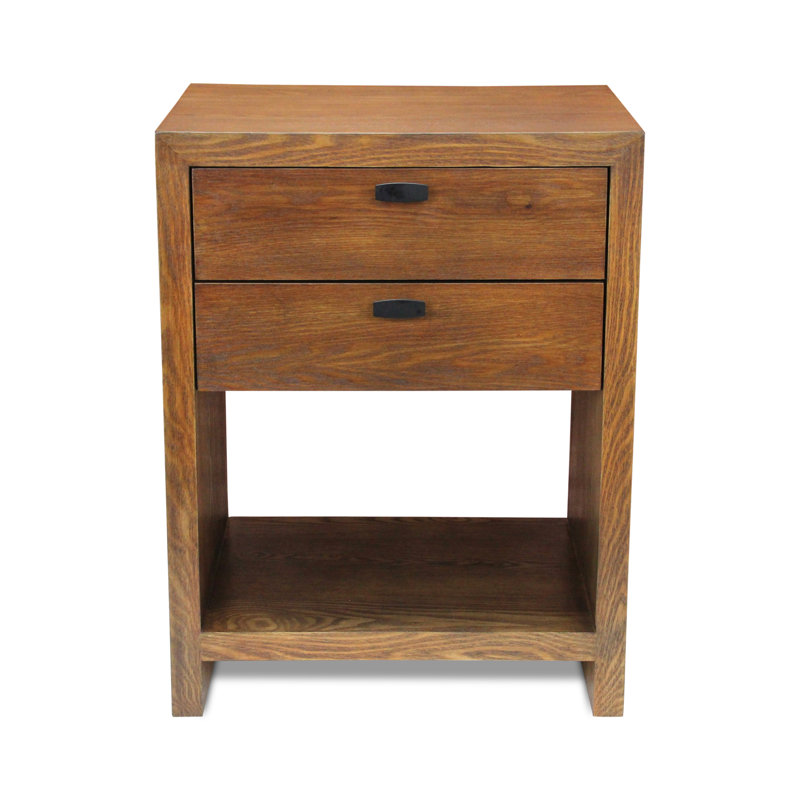 Vivara 2 Drawer Wooden Night Stand, Brown