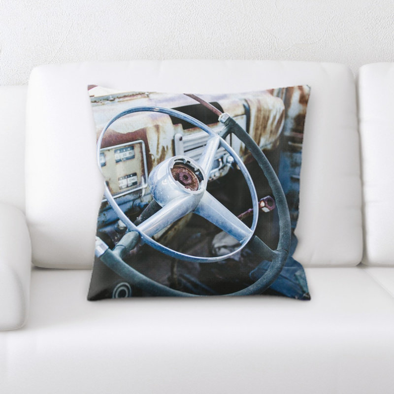 Steering Wheel Microsuede Reversible Throw Pillow