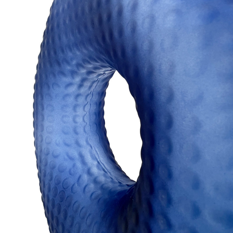8 Inch Tall Decorative Ombre O-Shape Blue Modern Art Glass Flower Vase