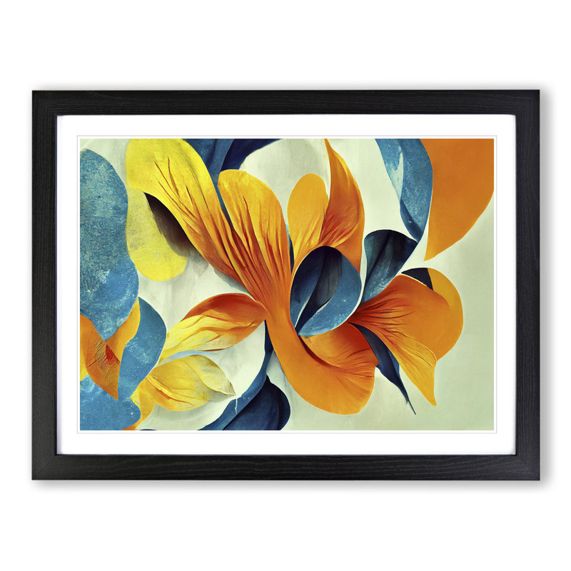 Flowers Abstract Vol.1 1 Piece Single Picture Frame Wall Art, 34cm H x 46cm W x 2cm D, Black Framed