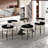 94.5'' Extendable Sintered Stone Dining Table With Upholstered Fabric Armchairs Dining Set-706101946-706101948