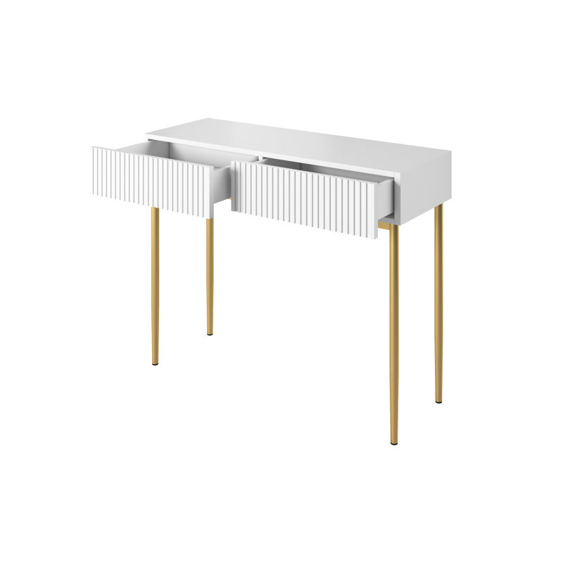 Aleetha Writing Desk, White/Gold