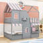 Lit superposé double au-dessus de double avec rangement intégré et conception de maisonnette-129199424