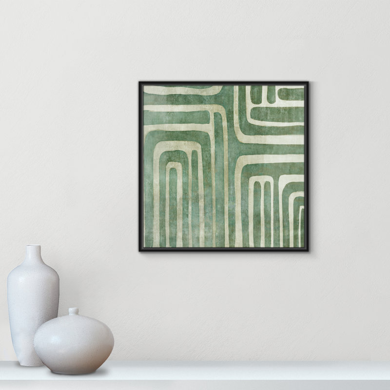 «Whimsical Green I Print» par Emma Peal, H 25,5 po x l 25,5 po x P 2 po, Cadre flottant noir
