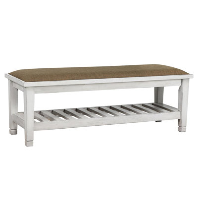 White Bench With And Functional Storage Shelf Antique White Bedroom Soft Cushion