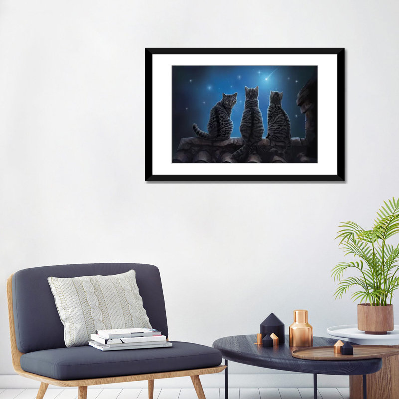« désir sur une étoile », impression sur toile, H 18 po x l 26 po x P 1,5 po, Toile avec cadre noir, Blanc