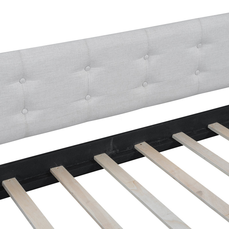 Full Size Upholstered Daybed With 4 Support Legs, Beige
