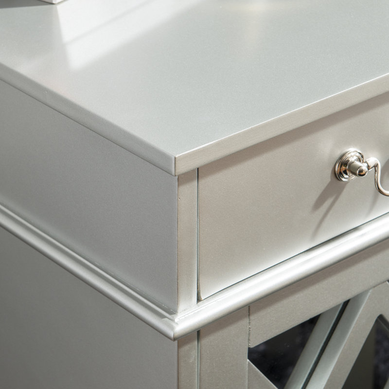 Depuy Contemporary Vanity Set with Mirror and Padded Matching Stool