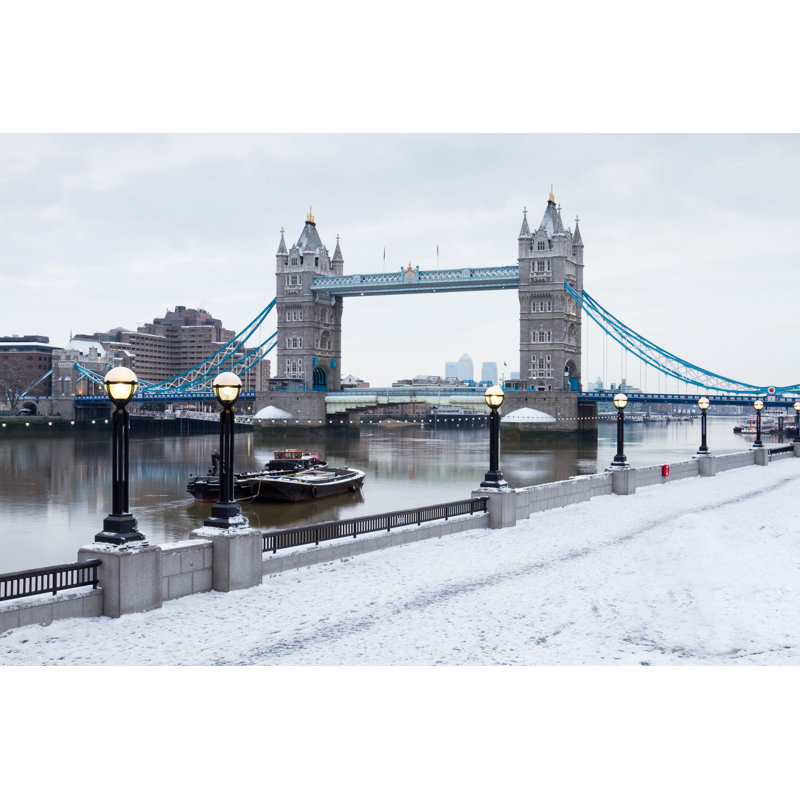 London Bridge In Snow by Shanneong - Wrapped Canvas Print, 20cm H x 30cm W