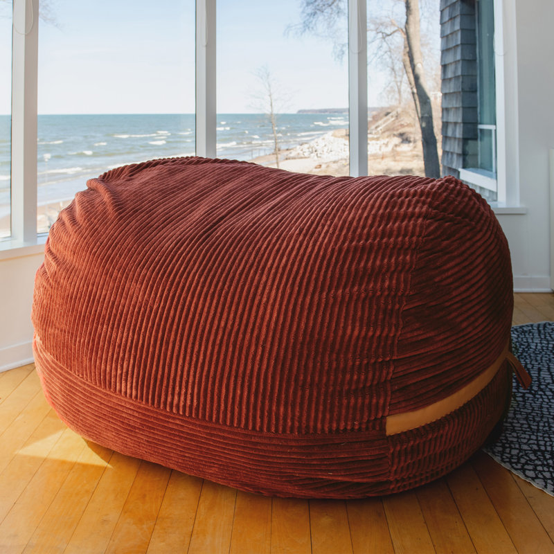 Big Joe Fuf 8Ft Giant Foam Bean Bag Chair, Oversized Couch with Removable Cover for Kids, Teens, Adults, Deep Terracotta Corded Plush, 8 foot