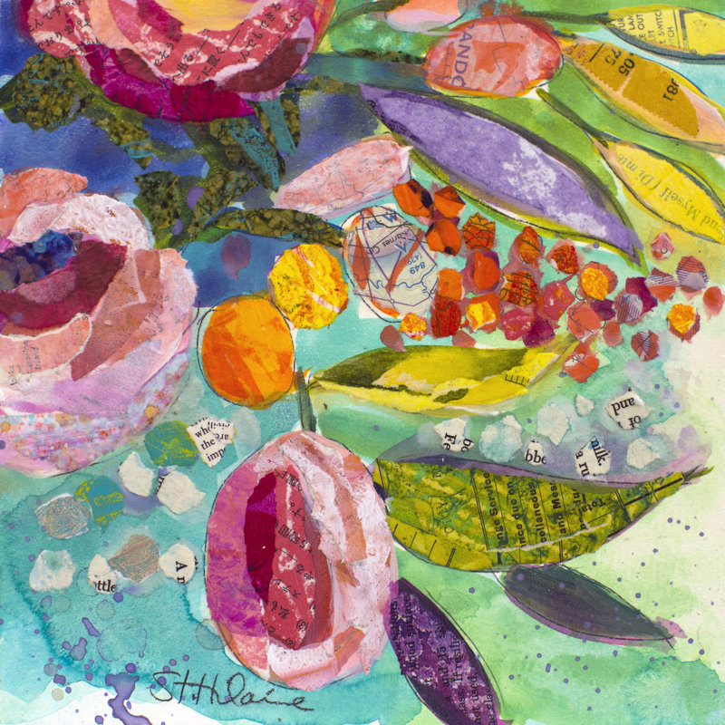 «Bold Blooms III», peinture sur toile, H 30 po x l 30 po, Toile tendue