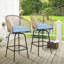 Ensemble de 2 tabourets de bar d'extérieur, chaises de patio avec accoudoirs et dossier, tabourets toutes saisons pour la cour, le jardin, la piscine, le balcon et la terrasse-404609141
