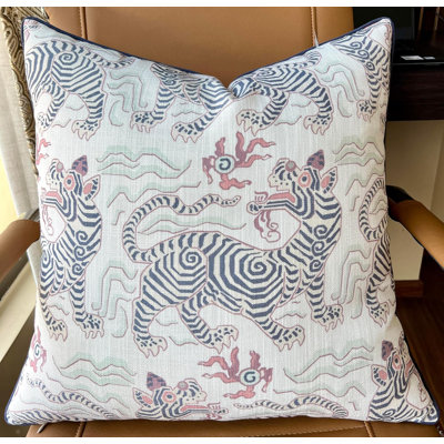 Tibetan Tiger Printed Decorative Square Accent Throw Pillow Cover