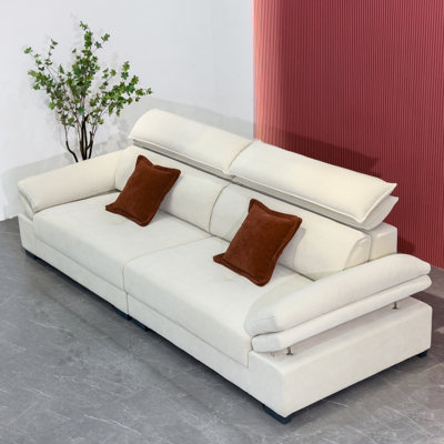 High-Back Adjustable Headrest Straight Sofa