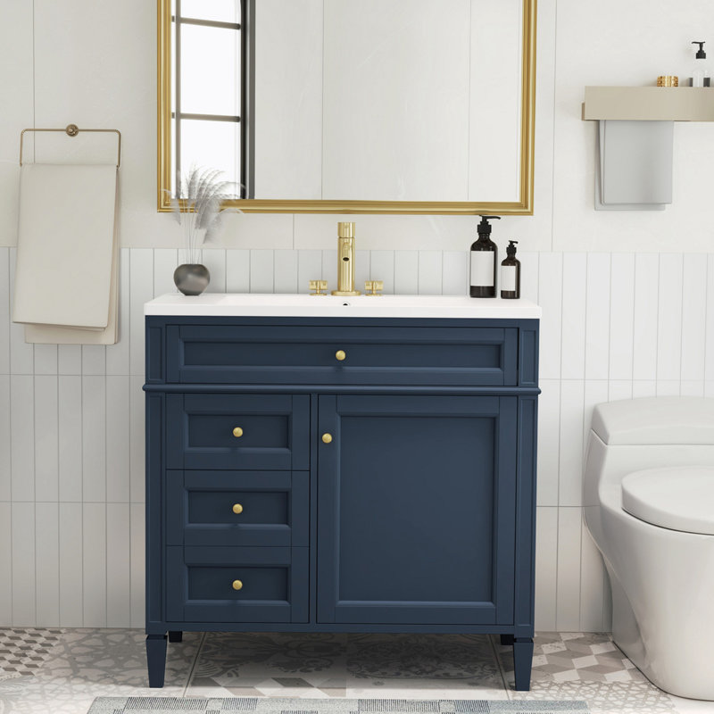 Ensemble de meuble-lavabo simple 36 po avec plateau en résine Dyral, Bleu