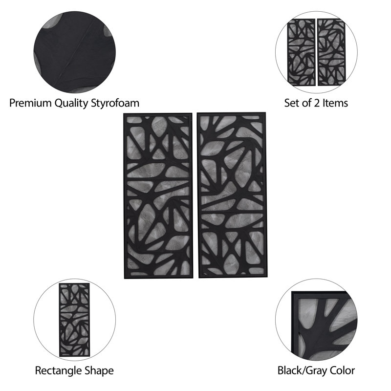 Set of 2 25X59" Ventre Dimensional Wall Art for Contemporary Homes.