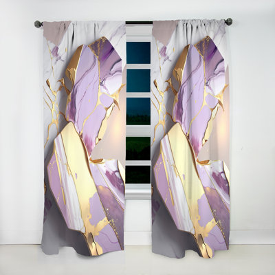 Aleigha - Abstract Geode Pink I - Modern Curtain - Velvet Room Darkening - 1 panel