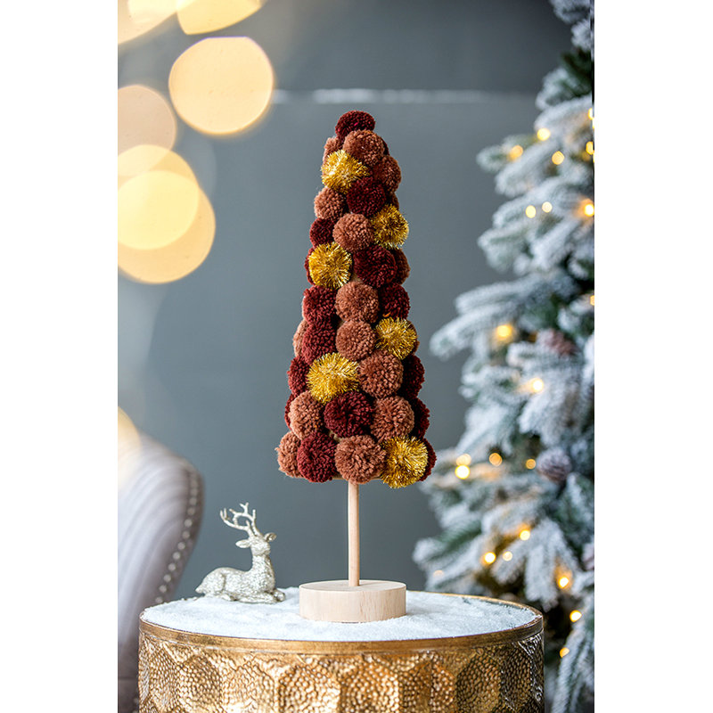  Figurine petit arbre de Noël, décoration de table de Noël arbre 6,7 x 6,7 x 20 po, arbre de Noël café, Café