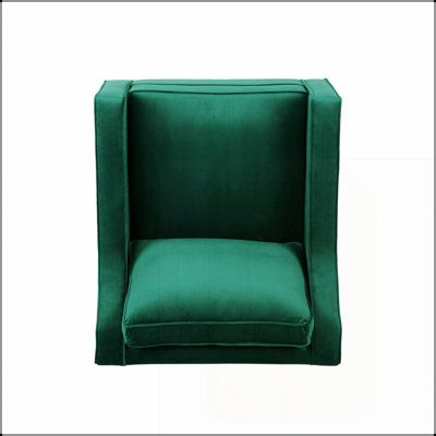 Fauteuil club luxueux en velours avec passepoil ton sur ton, idéal pour une assise moderne et confortable.