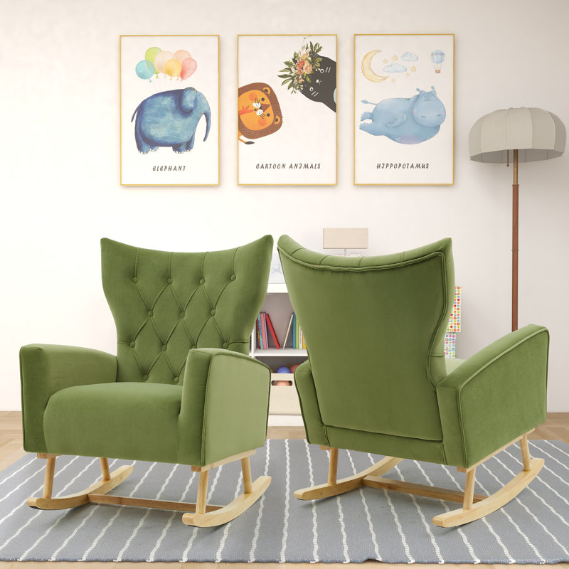 Chaise berçante Jahsun, Velours avocat