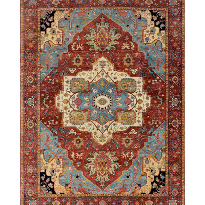 Tapis rouge et rouge noué à la main de haute qualité